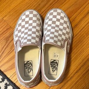 Vans Women’s Brown and White Checkered Sneakers